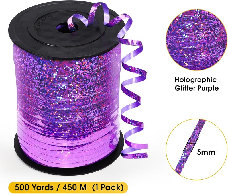 OMISELIO Purple Curling Ribbon - 500 Yard Shiny Metallic Curling Ribbon for Gift Wrapping, Balloons, Halloween & Birthday Parties - Image 5